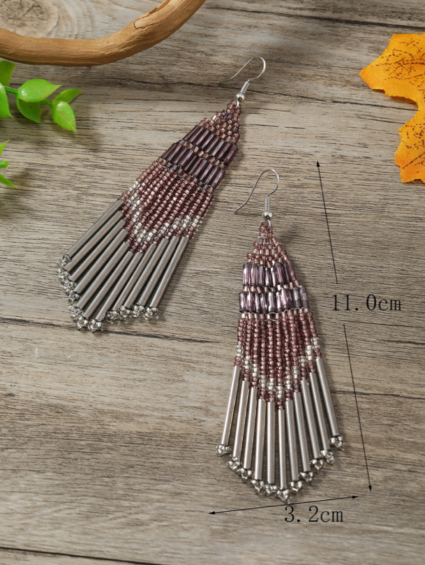Boho Bohemia NATIVE SEED BEAD Tassel Earrings