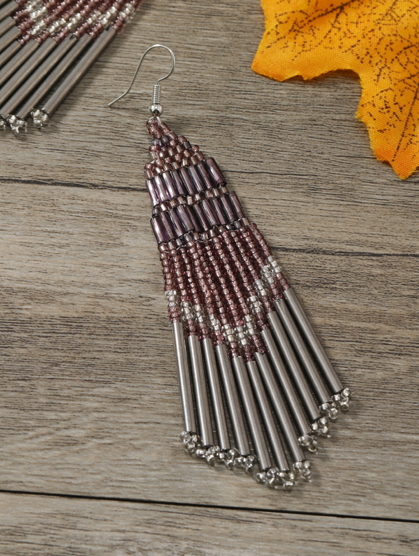 Boho Bohemia NATIVE SEED BEAD Tassel Earrings