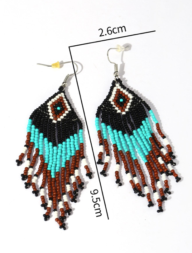 Boho Bohemia Multicolor NATIVE SEED BEAD Earrings