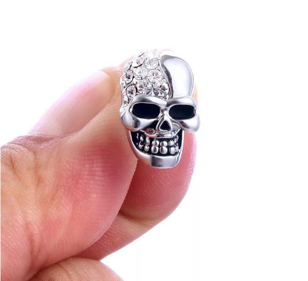 Skull Skeleton Cubic Zirconia Post Back Earrings
