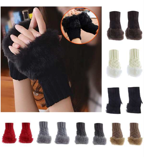 Women Fingerless Fur Gloves ( choose color )