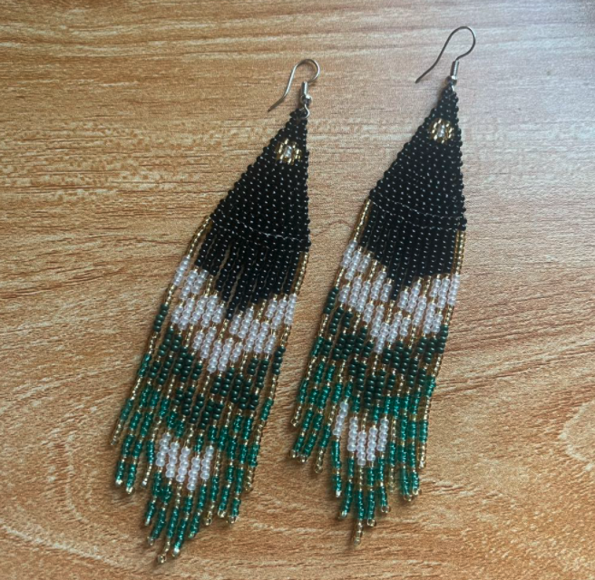 Boho Multicolor HANDMADE Tribal Seed Beads Earrings