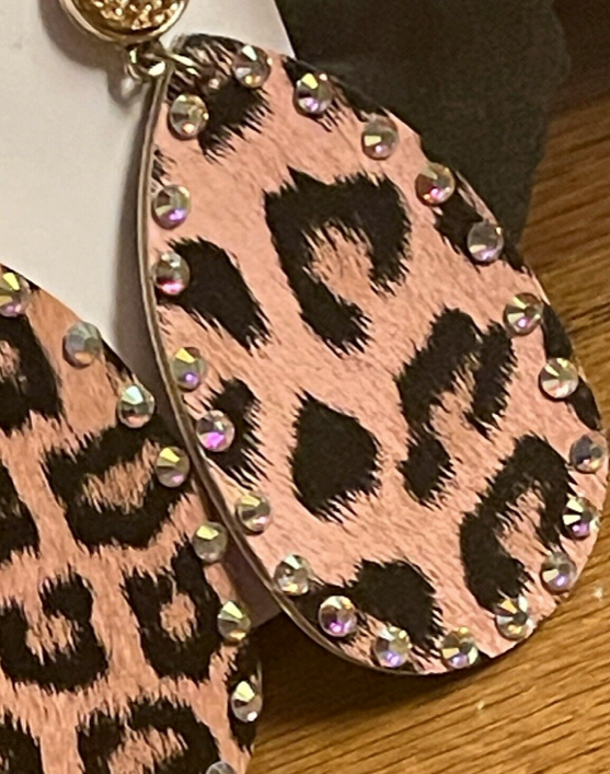 Brown Cheetah Print Iridescent Earrings