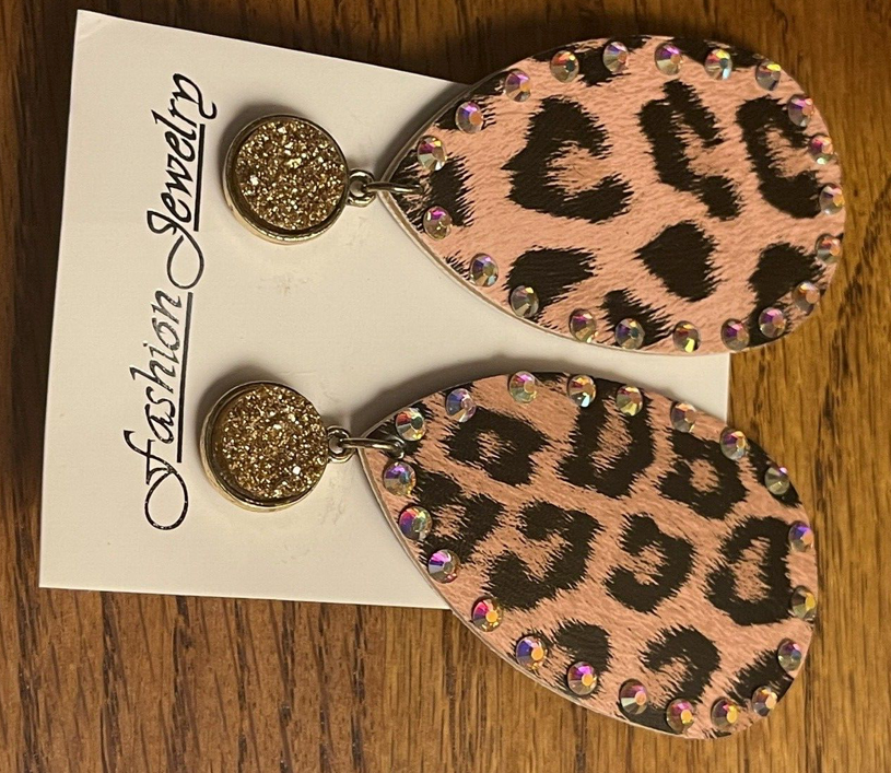 Brown Cheetah Print Iridescent Earrings