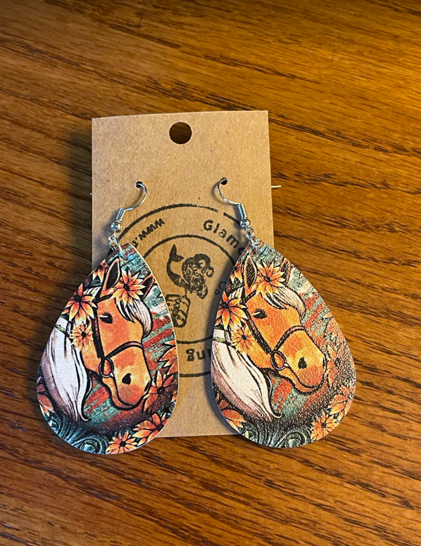 Palomino Love Horse Multicolor Drop Earrings