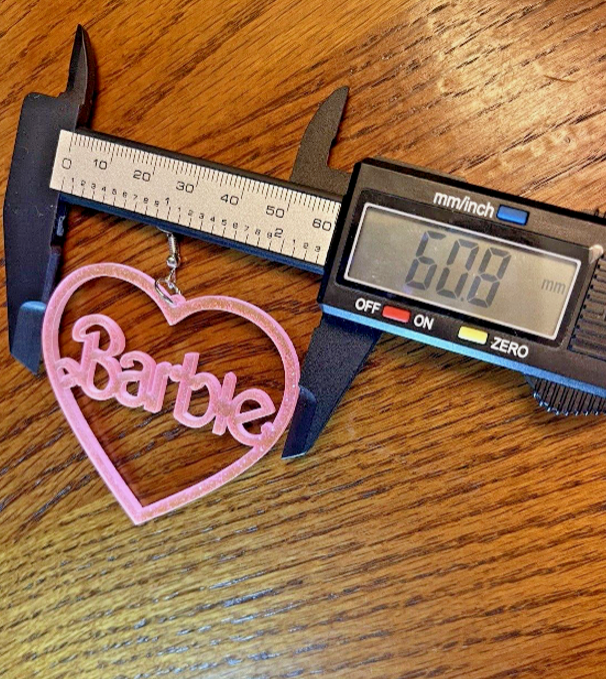 Barbie Pink Glitter Heart Earrings