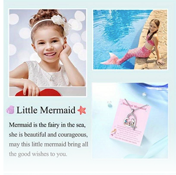 Magical Mermaid Family Themed Inspirational Stainless Steel Pendant Necklace