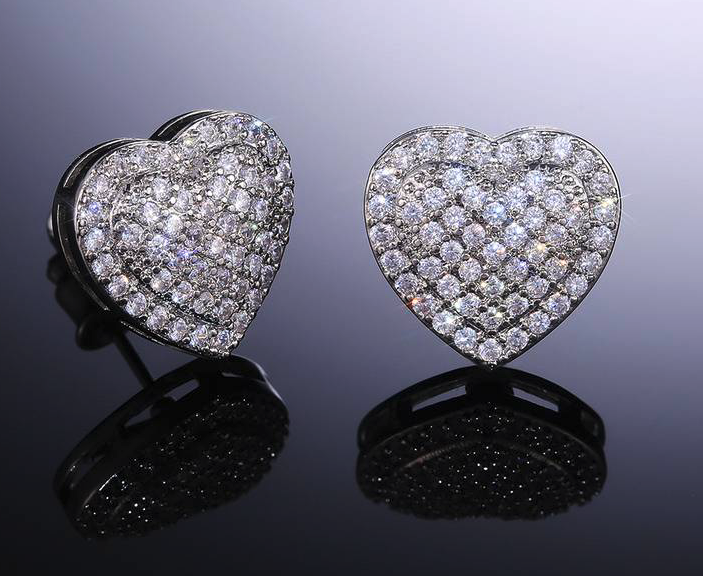 Love Potion ~ Heat Shaped Cubic Zirconia Post Back Earrings