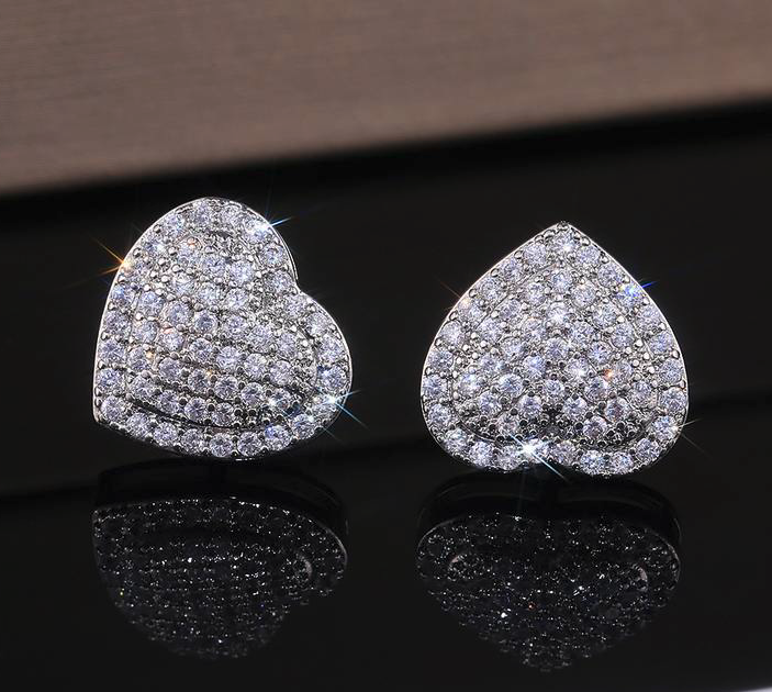 Love Potion ~ Heat Shaped Cubic Zirconia Post Back Earrings
