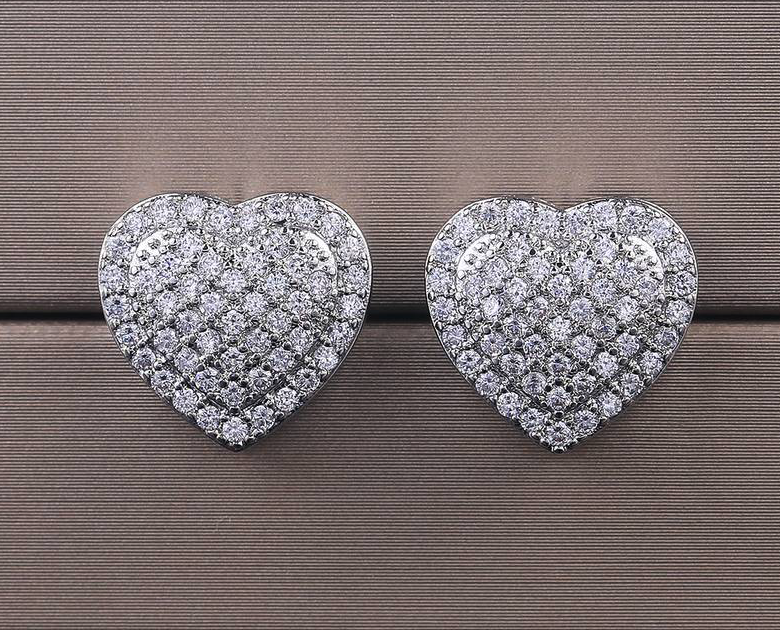 Love Potion ~ Heat Shaped Cubic Zirconia Post Back Earrings