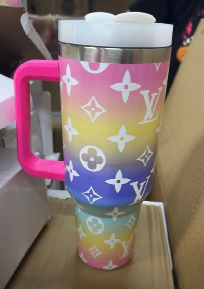 Unbranded Floral Multicolor Stainless Steel Double Insulated 40 ounce Tumbler