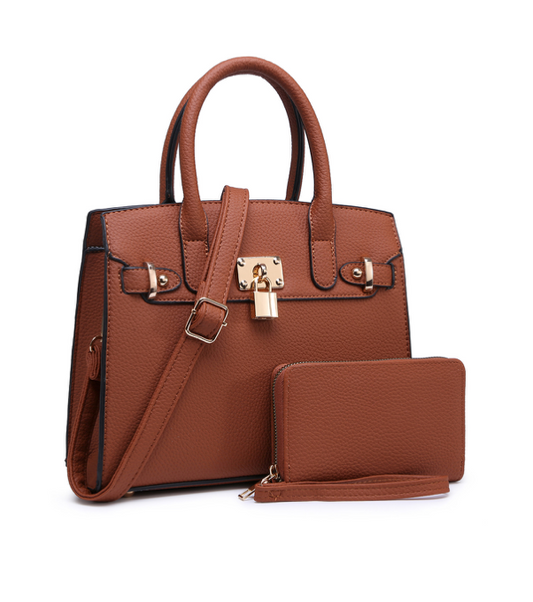 Padlock Fashion Handbag and Wallet Set ( choose color )