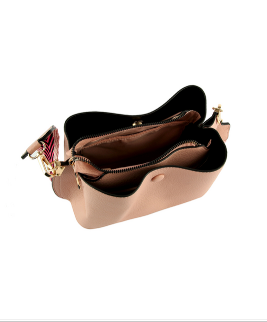 Fashion Aztec Strap Messenger Handbag in Taupe