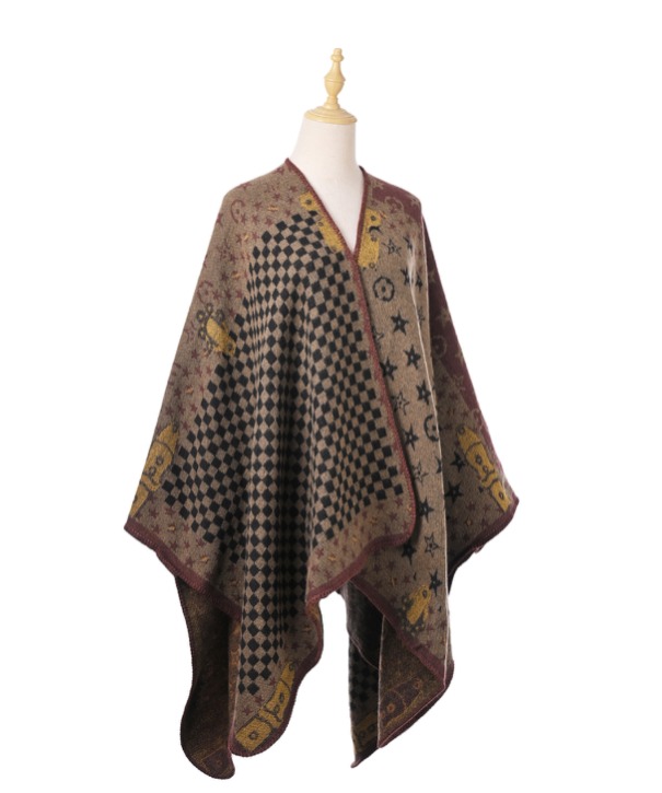 Ladies Warm Green Checkered Designer Pattern Wrap