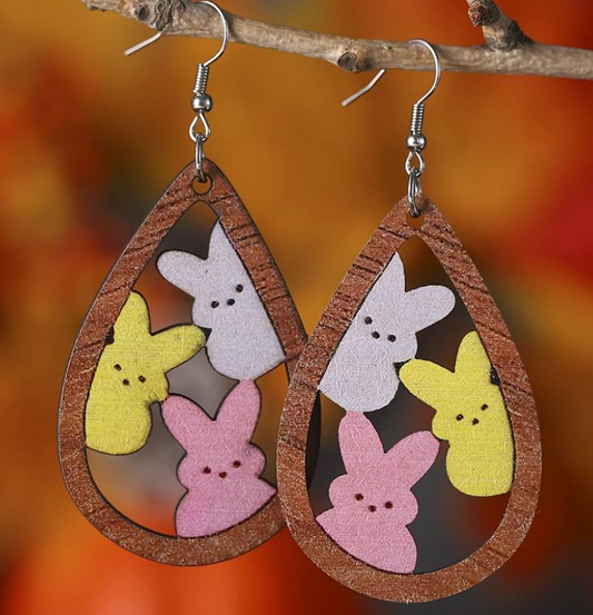 Easter Bunny Rabbits Multicolor Earrings