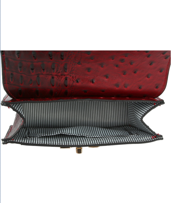 Red Wine Alligator Ostrich Crossbody Handbag