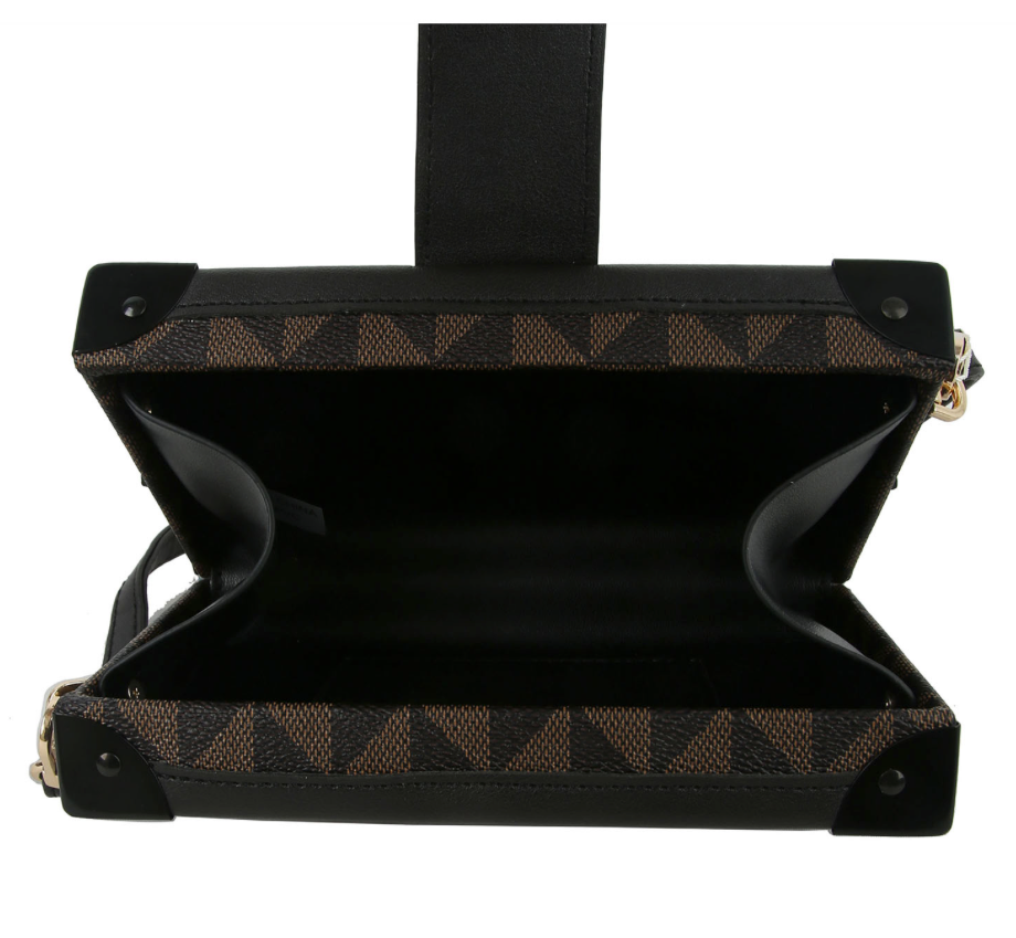 Fashion Black Monogram Boxy Crossbody Satchel Handbag