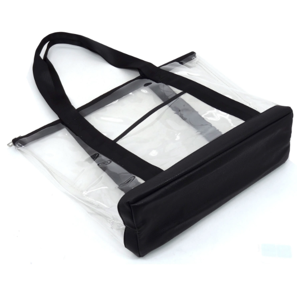 Fashion Clear See Thru Transparent Shopper Blue Tote Handbag