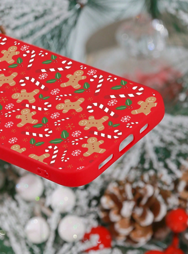 Christmas Gingerbread Pattern Red iPhone 15 Pro Max Soft Case