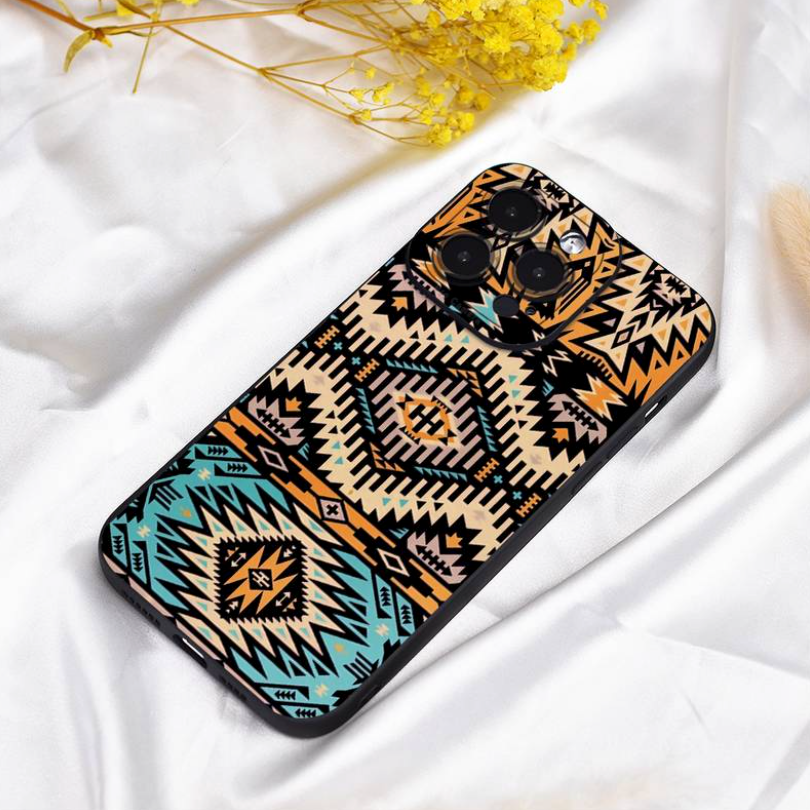 iPhone 15 Pro Max Soft Case Bohemian Multicolor Pattern