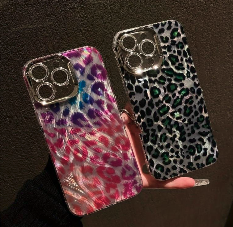 iPhone 15 Soft Case Leopard Print Pattern Bling Multicolor (choose size and color)