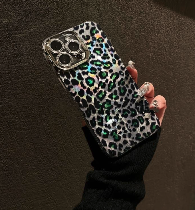 iPhone 15 Soft Case Leopard Print Pattern Bling Multicolor (choose size and color)