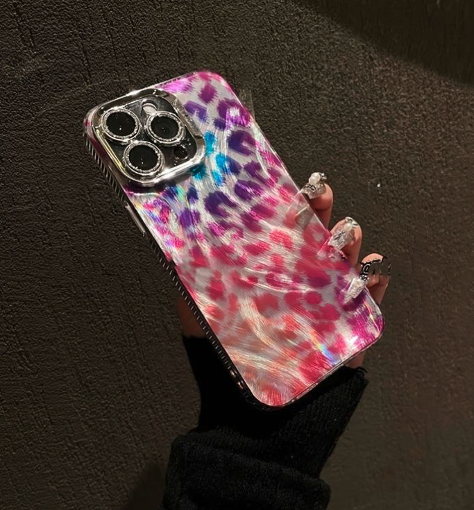 iPhone 15 Soft Case Leopard Print Pattern Bling Multicolor (choose size and color)