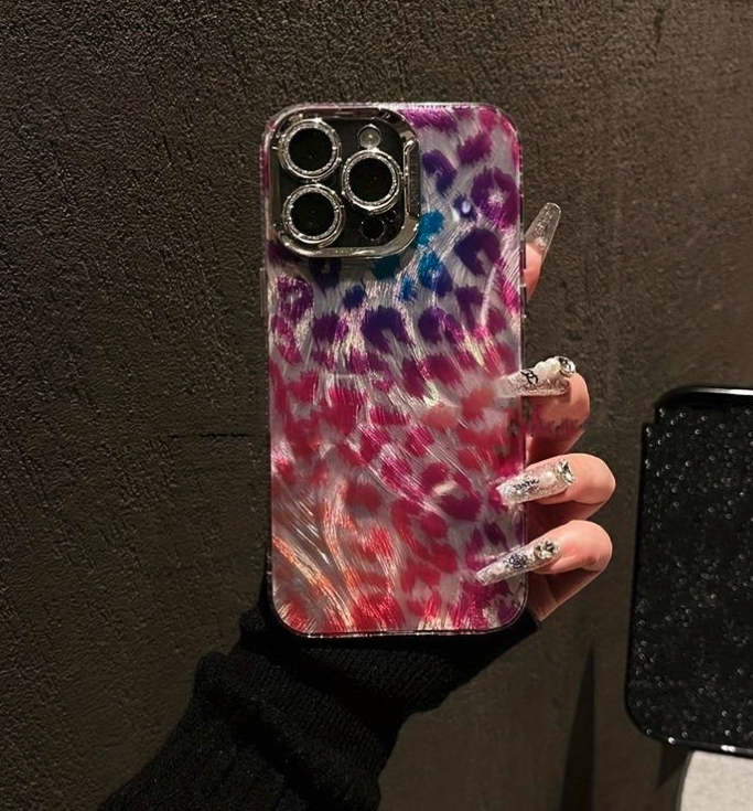 iPhone 15 Soft Case Leopard Print Pattern Bling Multicolor (choose size and color)