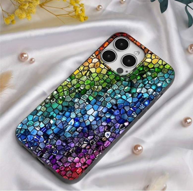 iPhone 14 15 Colorful Oil Spill Pattern TPU Soft Case