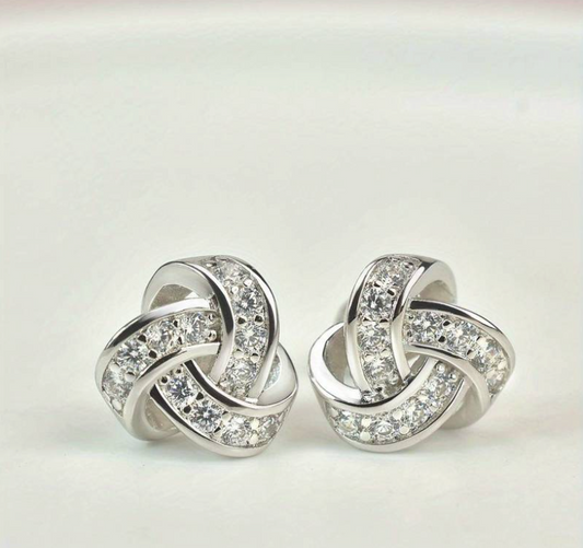 Cubic Zirconia Love Knot Stainless Steel Post Pack  Earrings