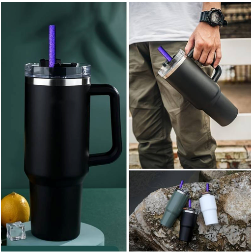 10 PK Glitter Straws Reusable 30 to 40 ounce plus two cleaning brush for Tumblers