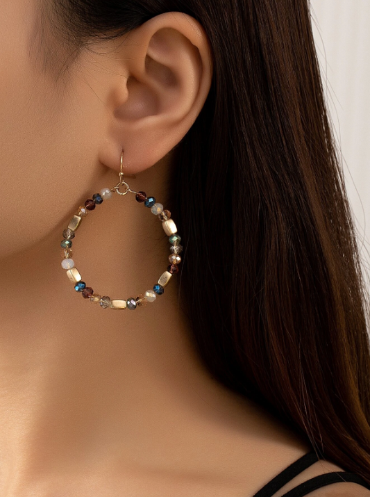 Dangle Holographic Multicolor Iridescent Hoops  Earrings
