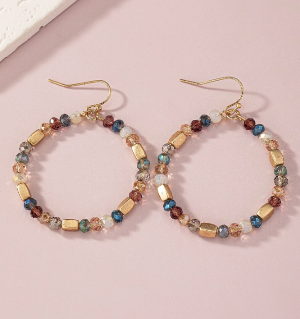Dangle Holographic Multicolor Iridescent Hoops Earrings