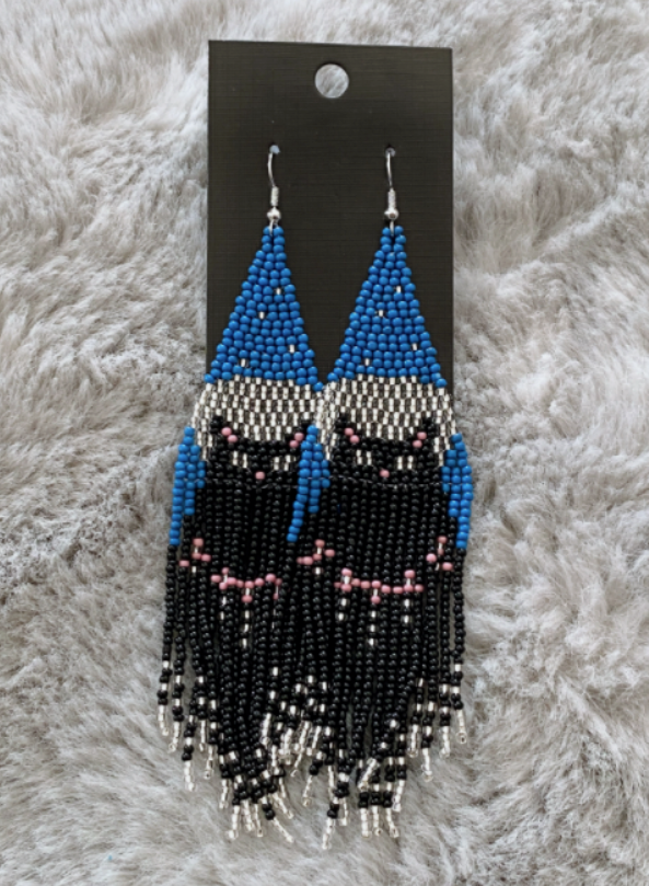 Bat Boho Multicolor HANDMADE Tribal Seed Beads Earrings