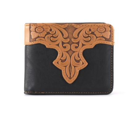 Men's Embossed Vintage Floral Bifold Wallet