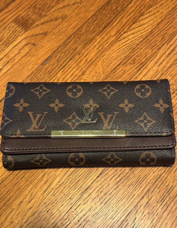 Unbranded Floral Long Wallet Brown and Tan