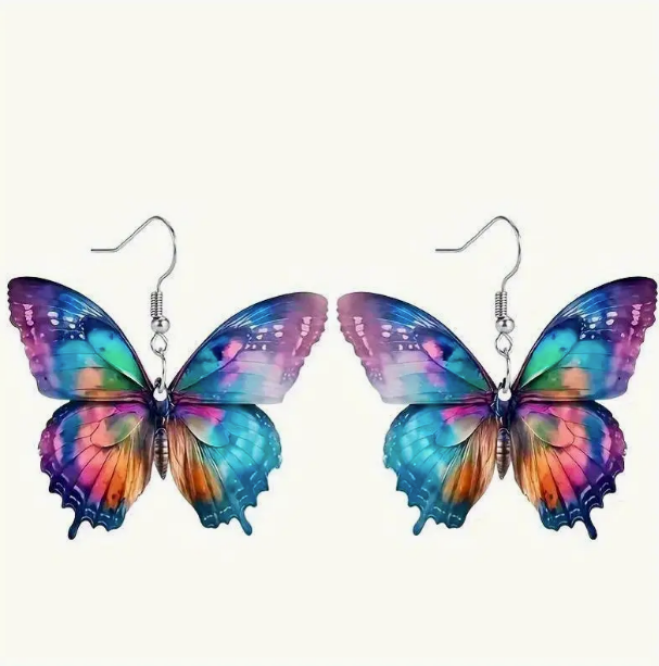 Butterfly Earrings Multicolor Stainless Steel Fishhook