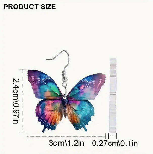 Butterfly Earrings Multicolor Stainless Steel Fishhook