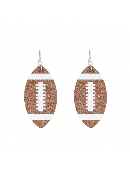 Football Brown Glitter Drop Earrings