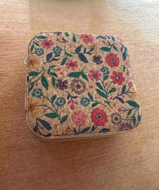 Floral Jewelry Travel Box Case Zip Around