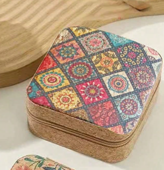 Floral Jewelry Travel Box Case Zip Around