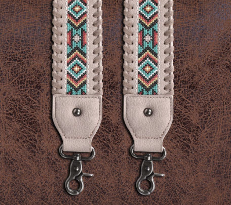 Montana West Western Guitar Embroidered Aztech Crossbody Strap (khaki)