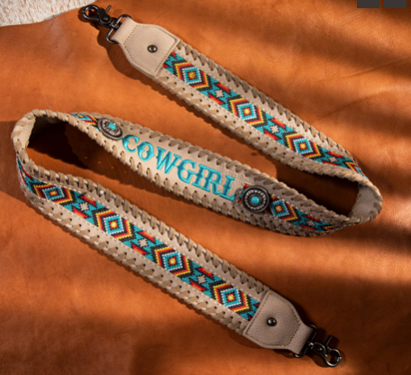 Montana West Western Guitar Embroidered Aztech Crossbody Strap (khaki)