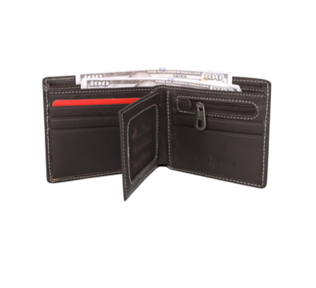 Cowboy Cross Themed Mens Hand-tooled Leather Bifold Wallet
