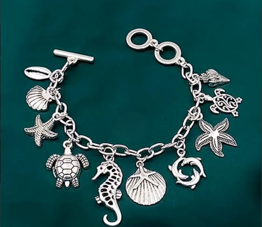 Sea Shell Ocean Charmscape Bracelet Silver