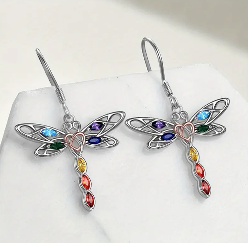 Dragonfly Multicolor Stainless Steel Earrings