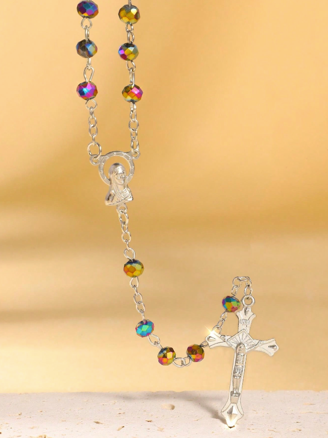 Rosary Beads Catholic Miraculous Colorful Crystal Prayer Blessed