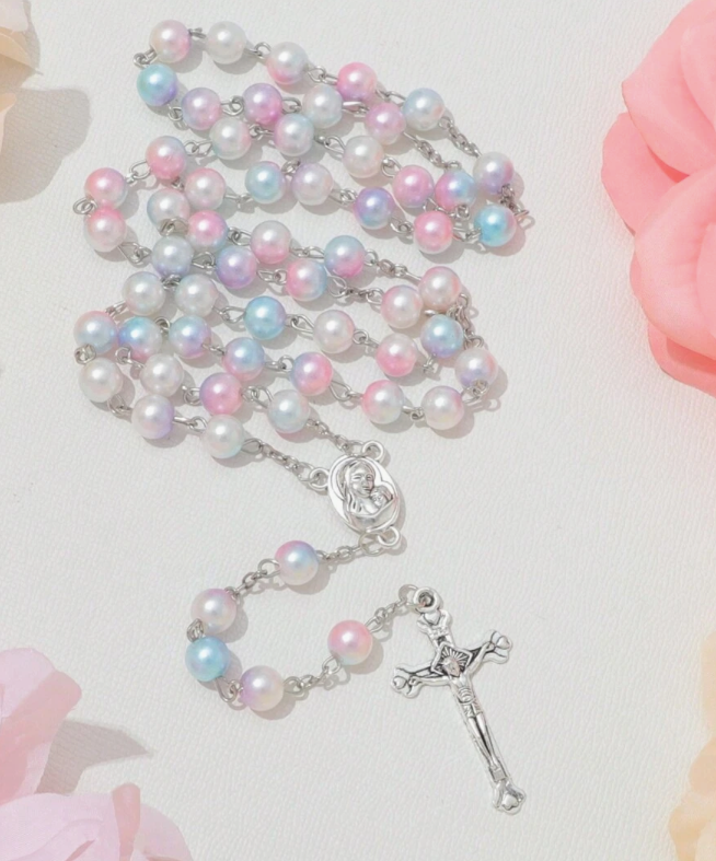 Blessed Rainbow Pastel Religious Rosary