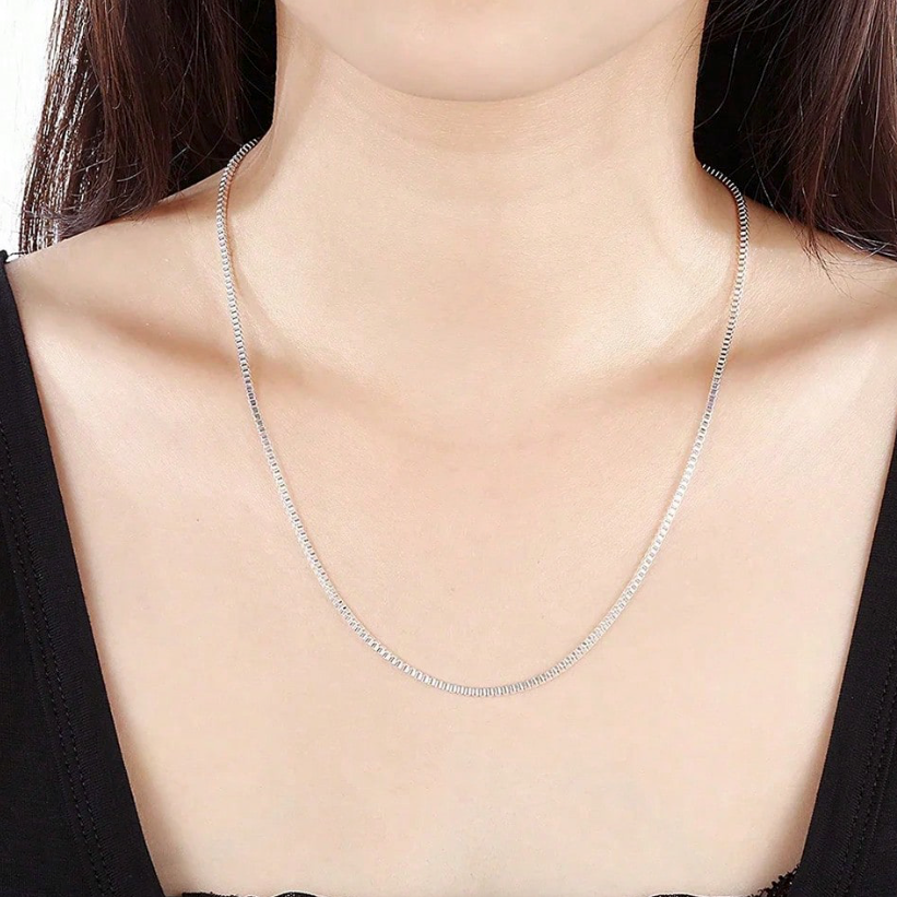 925 Sterling Silver 18K Gold Box Chain Necklace ( choose color and length )