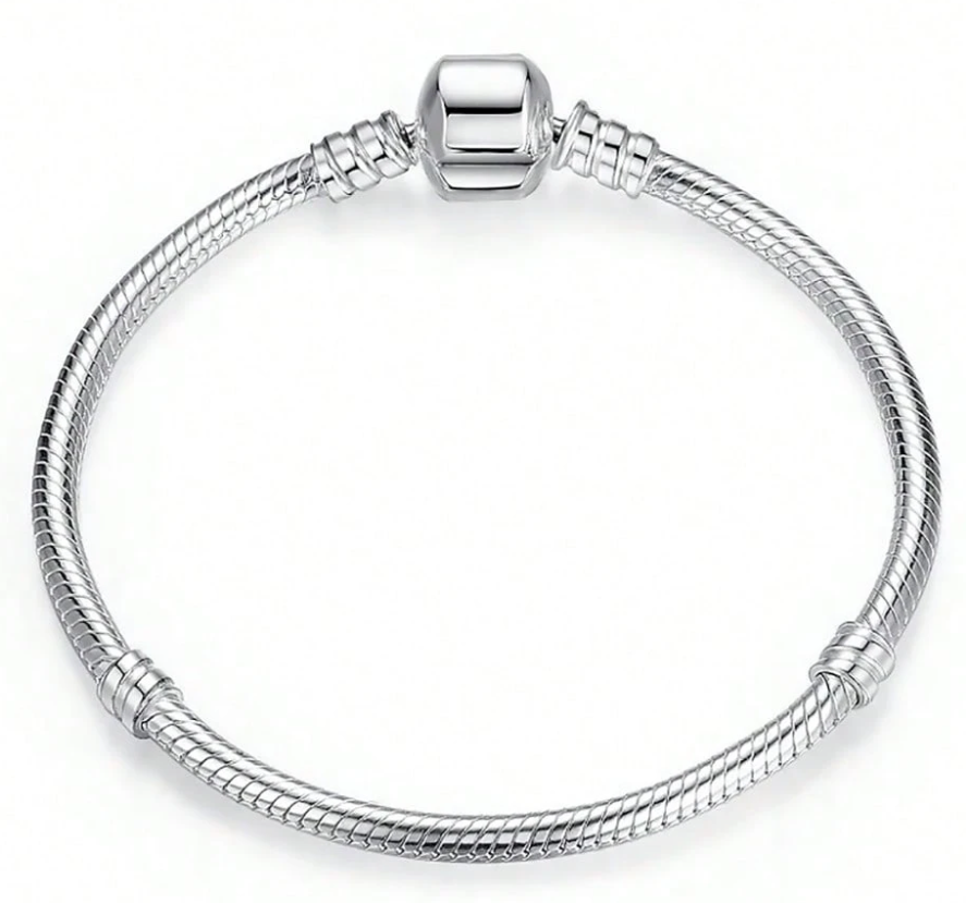 Classic Charm Bracelet Base - S925 Sterling Silver Snake